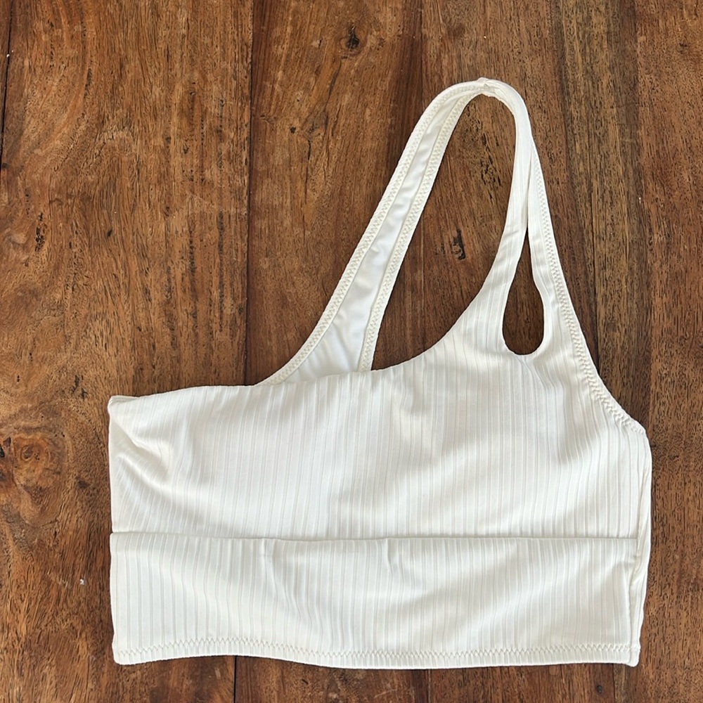 SANCTUARY White Daytripper One Shoulder Swim Top S NWOT